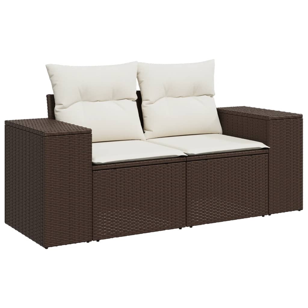 Set Divani da Giardino 10pz con Cuscini in Polyrattan Marrone - homemem39