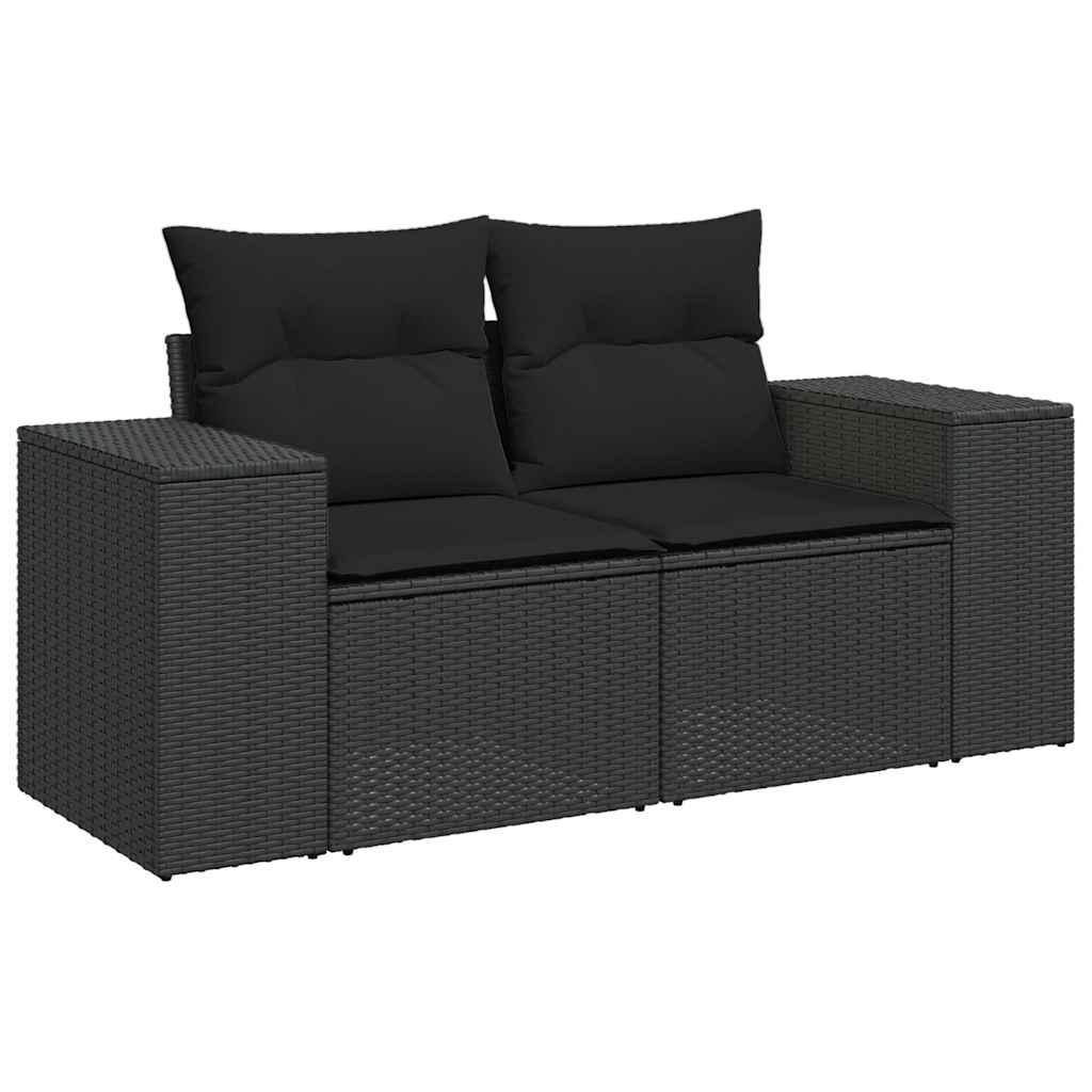 Set Divani da Giardino 10pz con Cuscini in Polyrattan Nero | homemem39