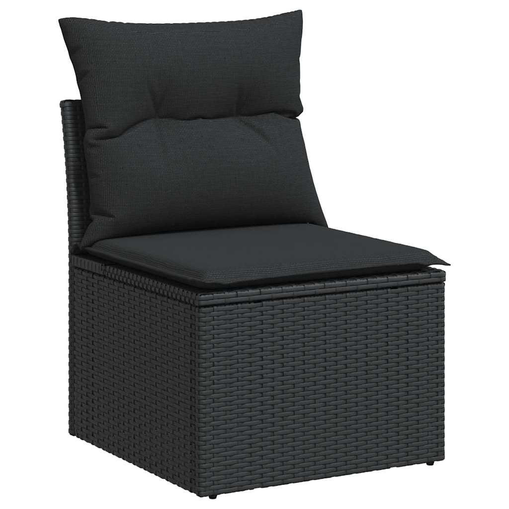 Set Divani da Giardino 10pz con Cuscini in Polyrattan Nero | homemem39