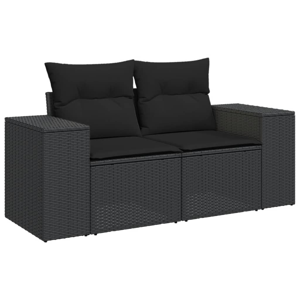 Set Divani da Giardino 10pz con Cuscini in Polyrattan Nero | homemem39