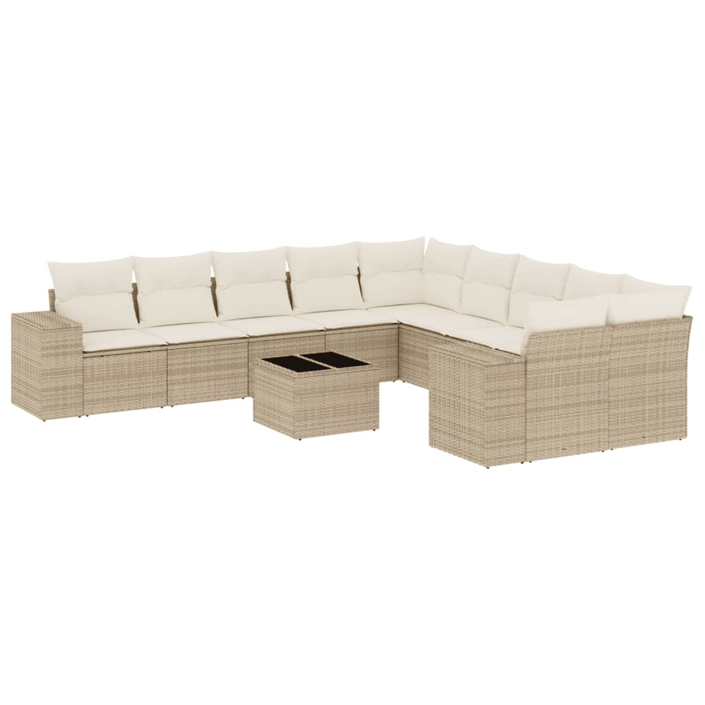Set Divani da Giardino 11 pz con Cuscini Beige in Polyrattan - homemem39