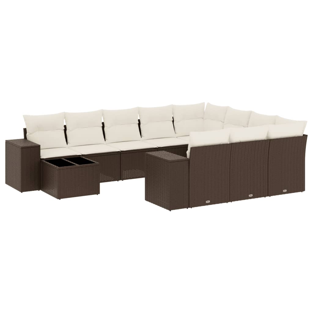 Set Divani da Giardino 11 pz con Cuscini Polyrattan Marrone - homemem39
