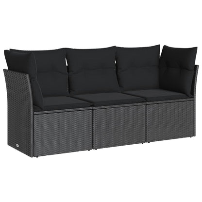Set Divani da Giardino 3 pz con Cuscini in Polyrattan Nero | homemem39