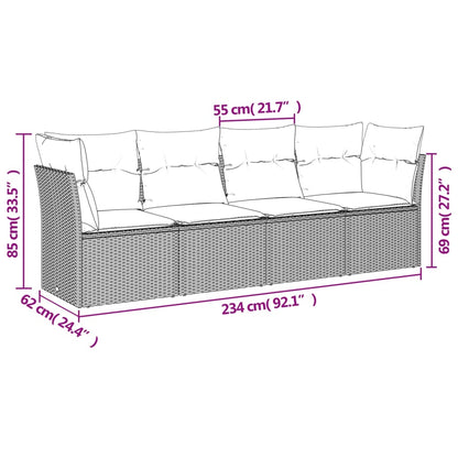 Set Divani da Giardino 4 pz con Cuscini Nero in Polyrattan | homemem39