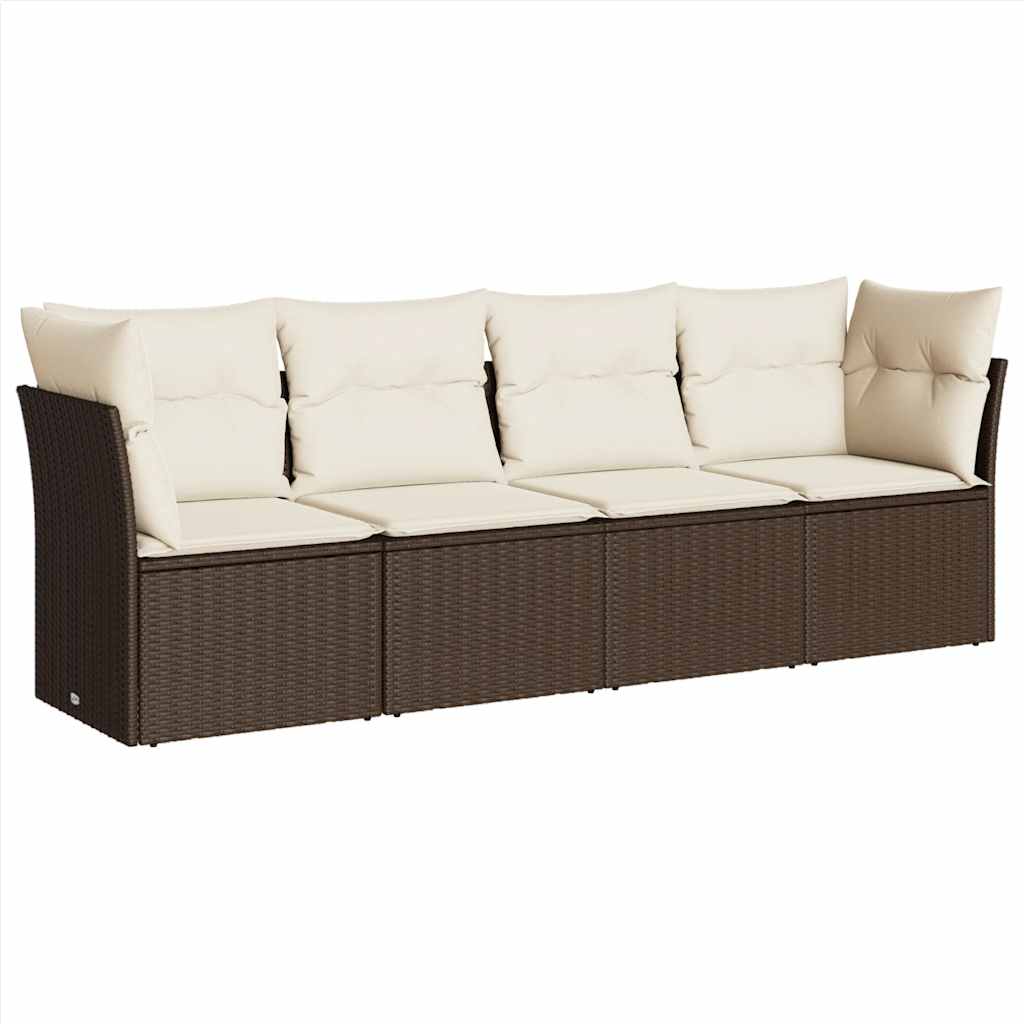 Set Divano da Giardino 4 pz con Cuscini in Polyrattan