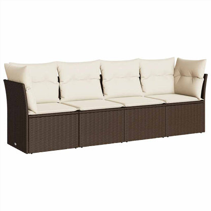 Set Divano da Giardino 4 pz con Cuscini in Polyrattan