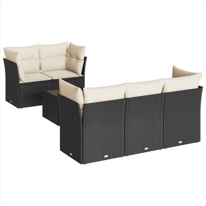 Set Divano da Giardino 6 pz con Cuscini Nero in Polyrattan - homemem39