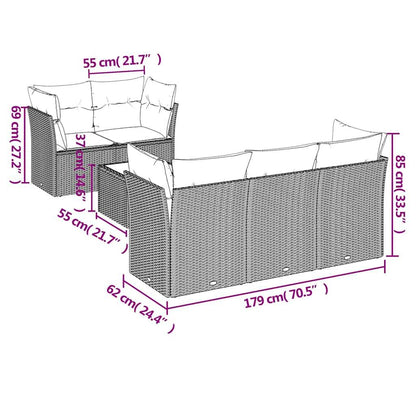 Set Divano da Giardino 6 pz con Cuscini Nero in Polyrattan - homemem39