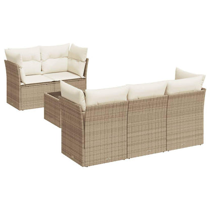 Set Divano da Giardino 6 pz con Cuscini Beige in Polyrattan - homemem39