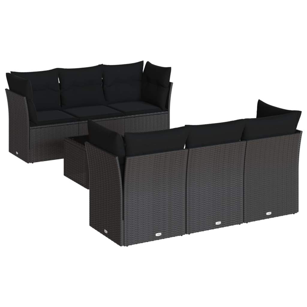 Set Divani da Giardino con Cuscini 7pz Nero Polyrattan - homemem39