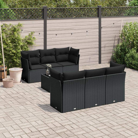 Set Divani da Giardino con Cuscini 7pz Nero Polyrattan - homemem39
