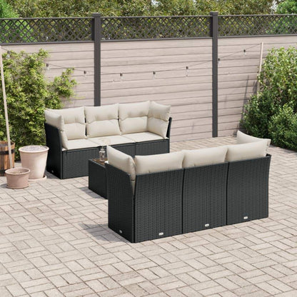 Set Divani da Giardino con Cuscini 7pz Nero Polyrattan - homemem39