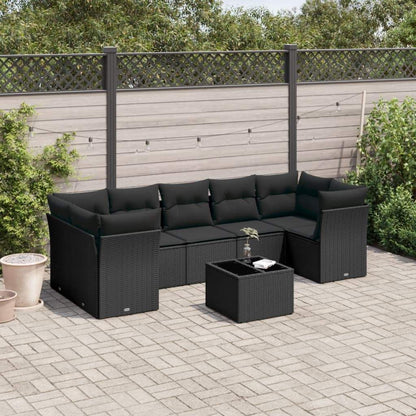 Set Divani da Giardino con Cuscini 8 pz Nero in Polyrattan - homemem39