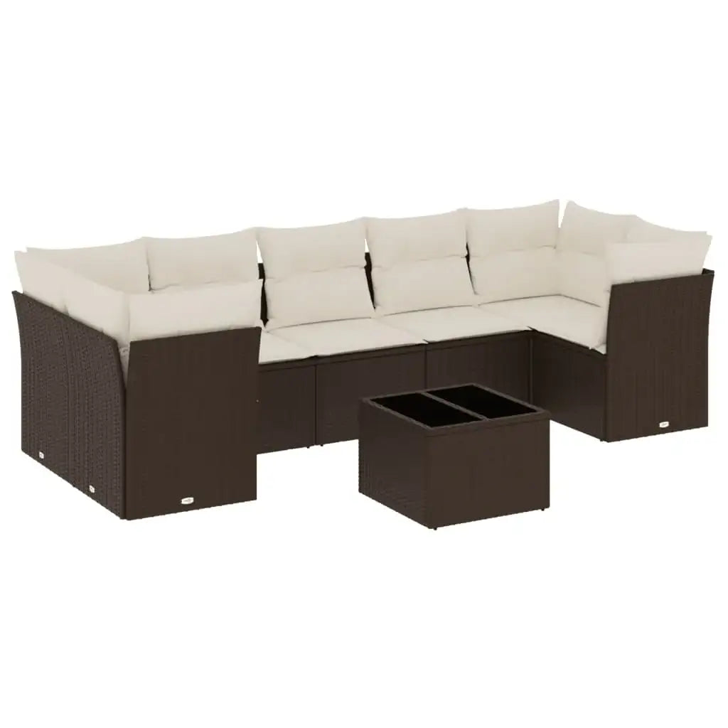 Set Divani da Giardino 8 pz con Cuscini Marrone in Polyrattan - homemem39