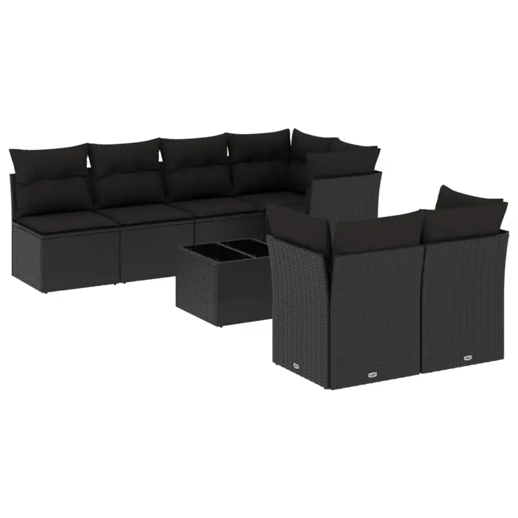 Set Divani da Giardino con Cuscini 8 pz Nero in Polyrattan - homemem39