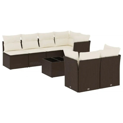 Set Divani da Giardino 8 pz con Cuscini Marrone in Polyrattan - homemem39
