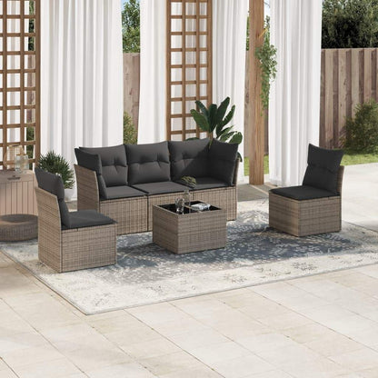 Set Divano da Giardino 6 pz con Cuscini Grigio in Polyrattan - homemem39