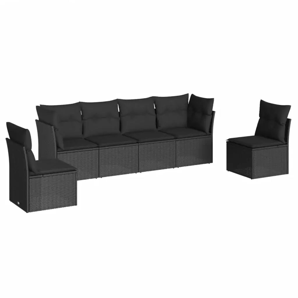 Set Divano da Giardino 6 pz con Cuscini Nero in Polyrattan - homemem39