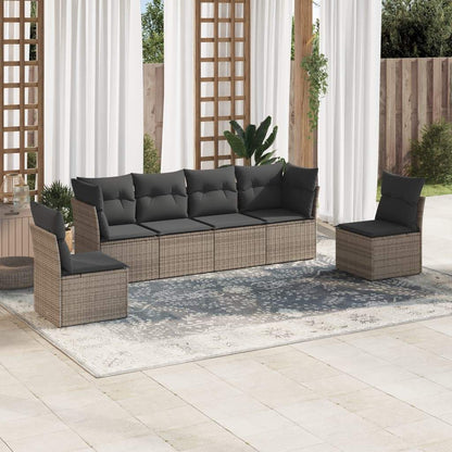 Set Divano da Giardino 6 pz con Cuscini Grigio in Polyrattan - homemem39