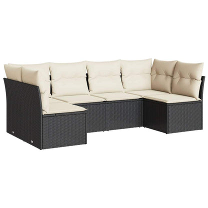 Set Divano da Giardino 6 pz con Cuscini Nero in Polyrattan - homemem39