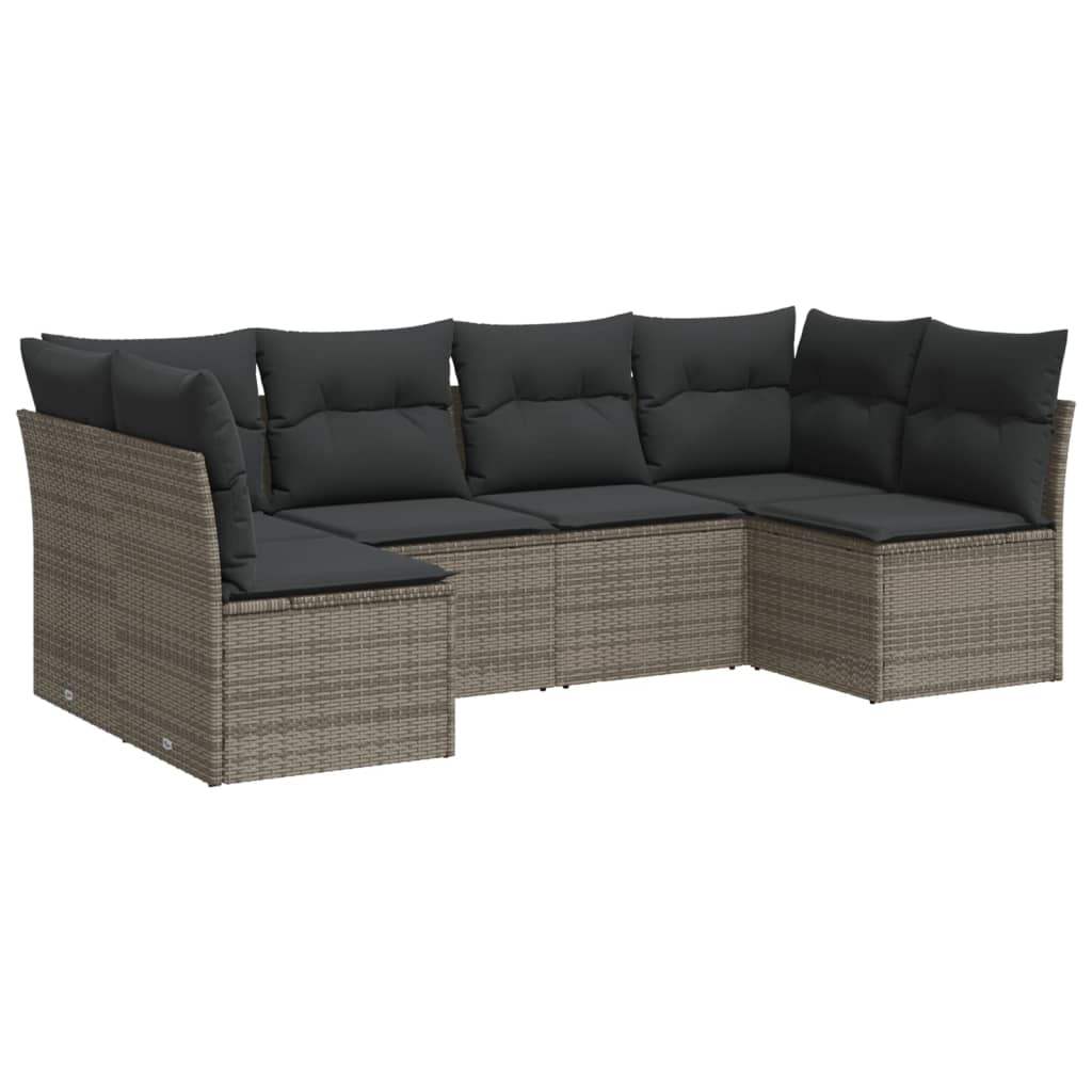 Set Divano da Giardino 6 pz con Cuscini Grigio in Polyrattan - homemem39