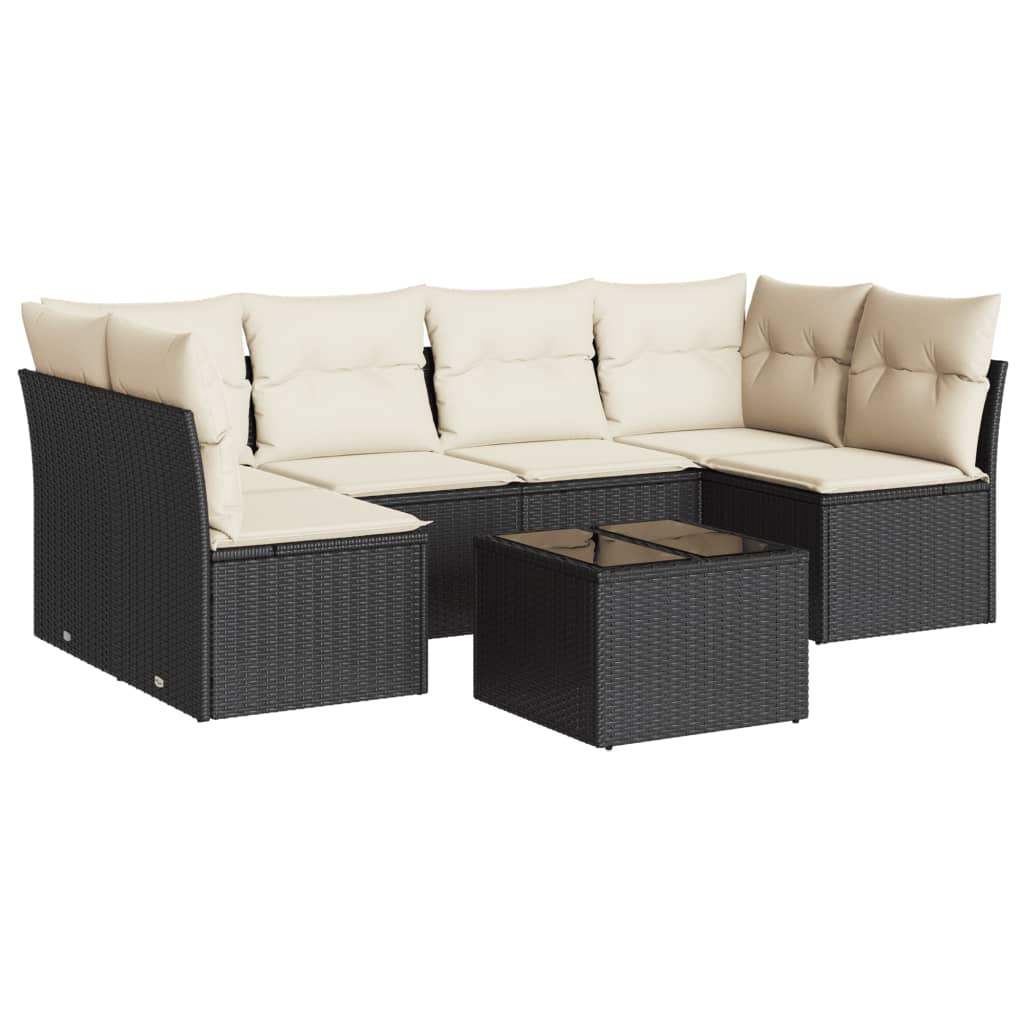 Set Divani da Giardino con Cuscini 7pz Nero Polyrattan - homemem39