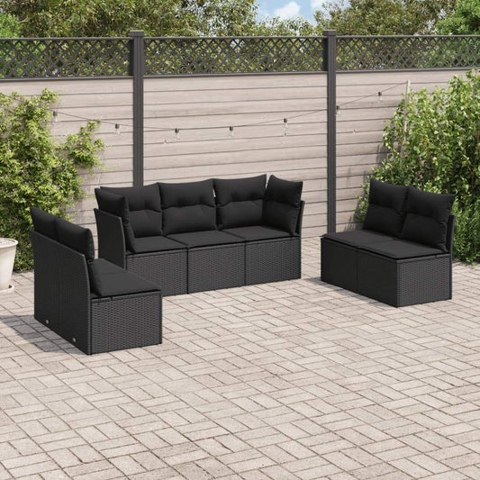 Set Divani da Giardino con Cuscini 7pz Nero Polyrattan - homemem39
