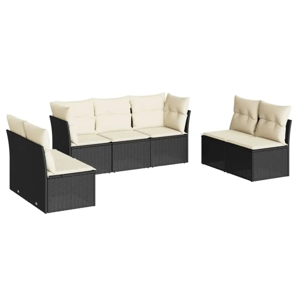 Set Divani da Giardino con Cuscini 7pz Nero Polyrattan - homemem39