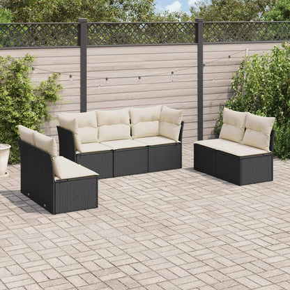 Set Divani da Giardino con Cuscini 7pz Nero Polyrattan - homemem39