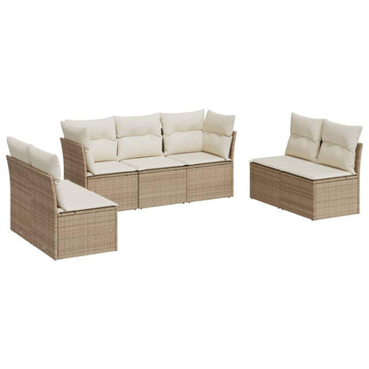Set Divani da Giardino 7 pz con Cuscini Beige in Polyrattan - homemem39