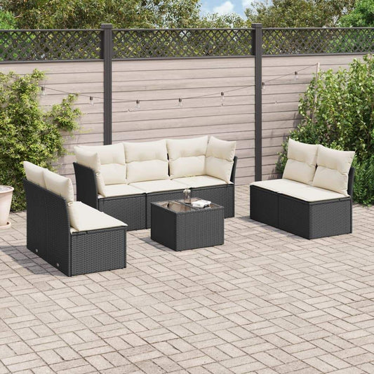 Set Divani da Giardino con Cuscini 8 pz Nero in Polyrattan - homemem39