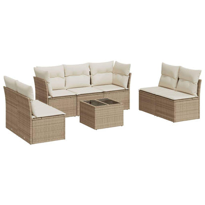 Set Divano da Giardino 8 pz con Cuscini Beige in Polyrattan - homemem39