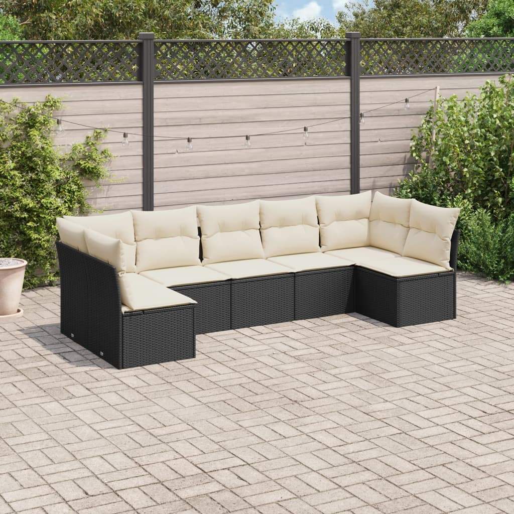 Set Divani da Giardino con Cuscini 7pz Nero Polyrattan - homemem39