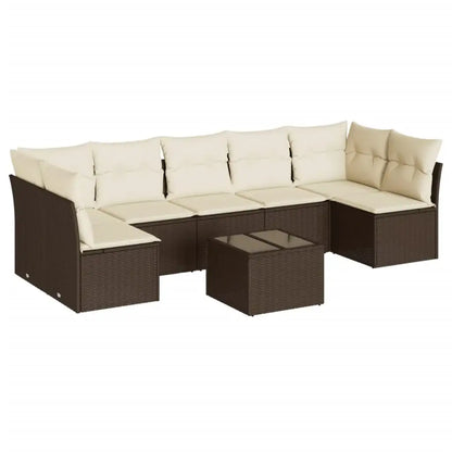 Set Divani da Giardino 8 pz con Cuscini Marrone in Polyrattan - homemem39
