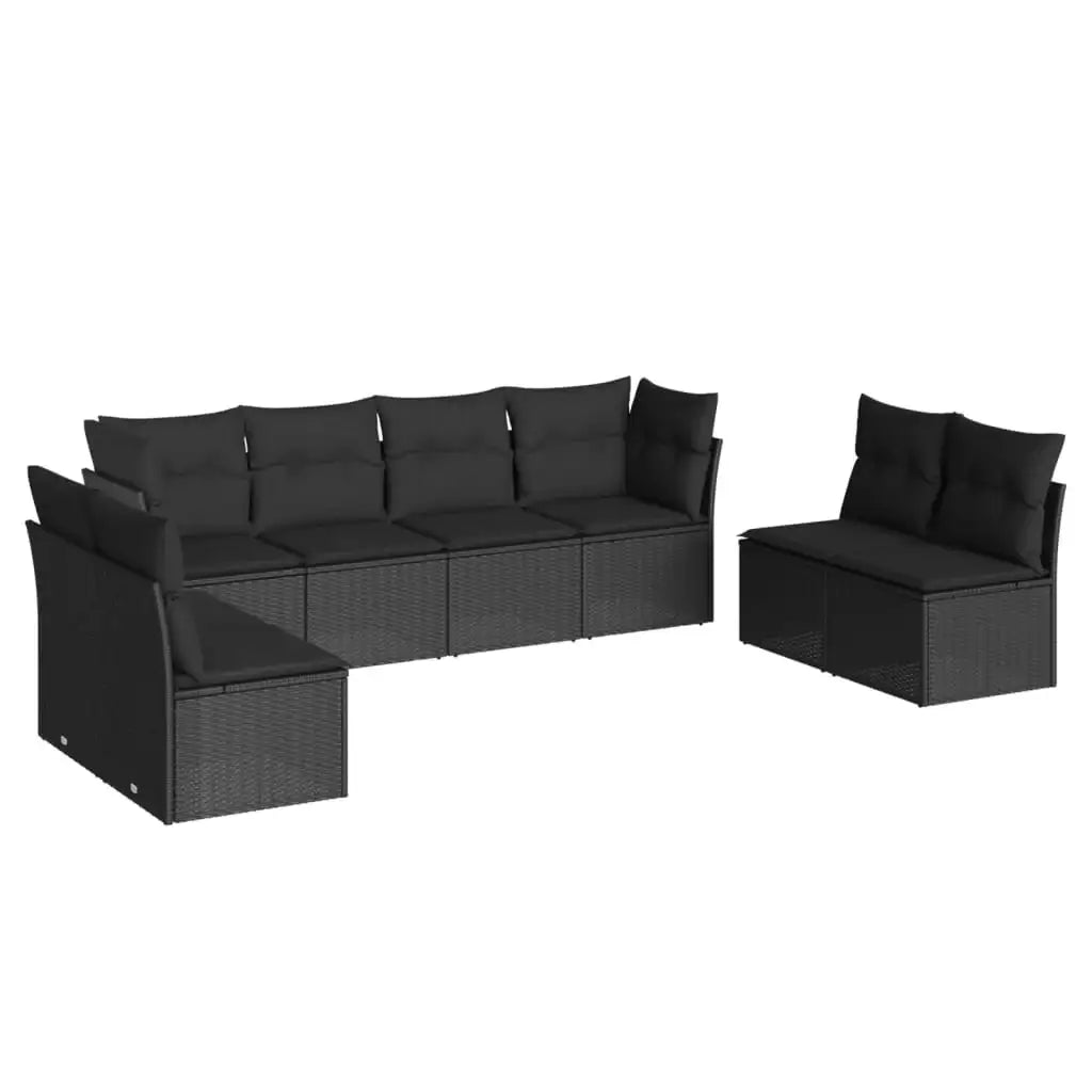Set Divani da Giardino con Cuscini 8 pz Nero in Polyrattan - homemem39