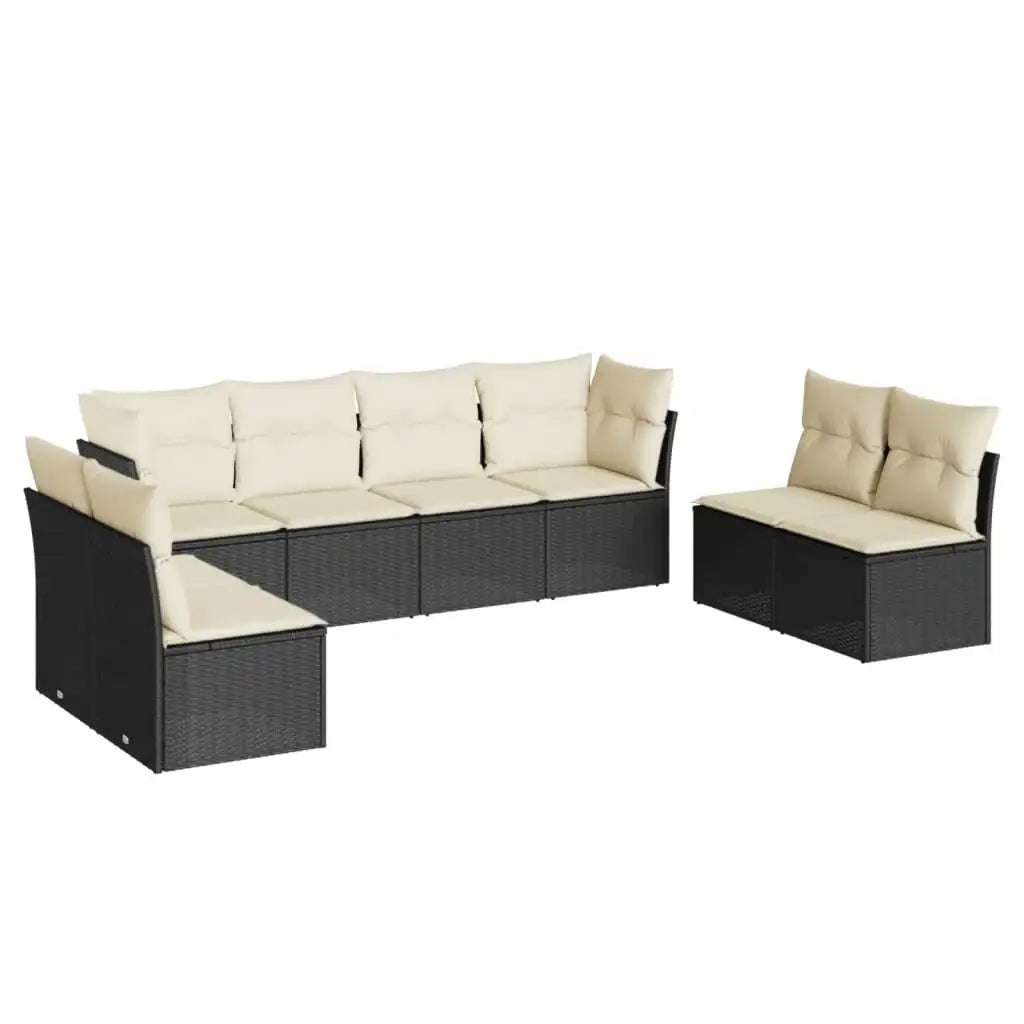 Set Divani da Giardino con Cuscini 8 pz Nero in Polyrattan - homemem39