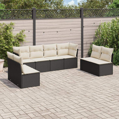 Set Divani da Giardino con Cuscini 8 pz Nero in Polyrattan - homemem39