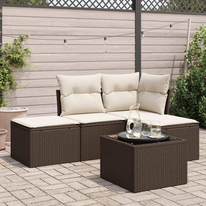 Set Divano da Giardino 5 pz con Cuscini Marrone in Polyrattan - homemem39