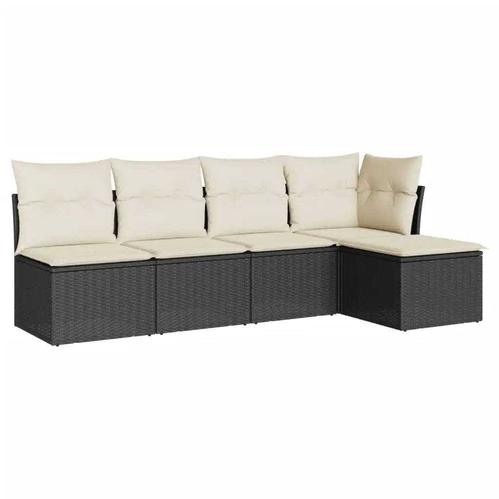 Set Divani da Giardino 5 pz con Cuscini in Polyrattan Nero - homemem39