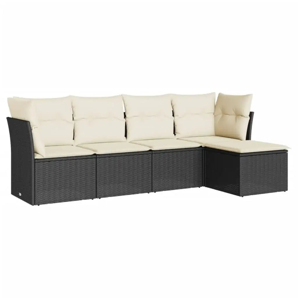 Set Divani da Giardino 5 pz con Cuscini in Polyrattan Nero - homemem39