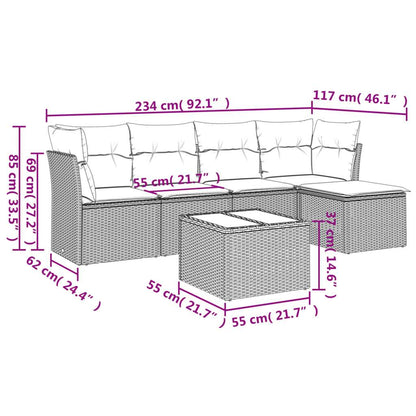 Set Divano da Giardino 6pz con Cuscini Grigio Chiaro Polyrattan - homemem39
