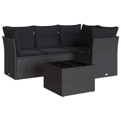 Set Divani da Giardino 5 pz con Cuscini in Polyrattan Nero - homemem39