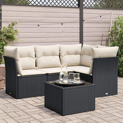 Set Divani da Giardino 5 pz con Cuscini in Polyrattan Nero - homemem39