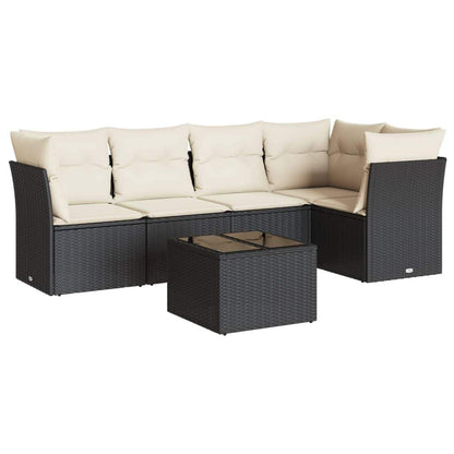 Set Divano da Giardino 6 pz con Cuscini Nero in Polyrattan - homemem39