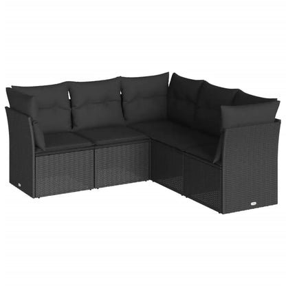 Set Divani da Giardino 5 pz con Cuscini in Polyrattan Nero - homemem39