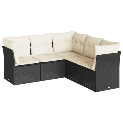 Set Divani da Giardino 5 pz con Cuscini in Polyrattan Nero - homemem39