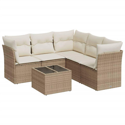 Set Divano da Giardino 6 pz con Cuscini Beige in Polyrattan - homemem39