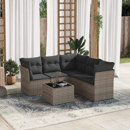 Set Divano da Giardino 6 pz con Cuscini Grigio in Polyrattan - homemem39