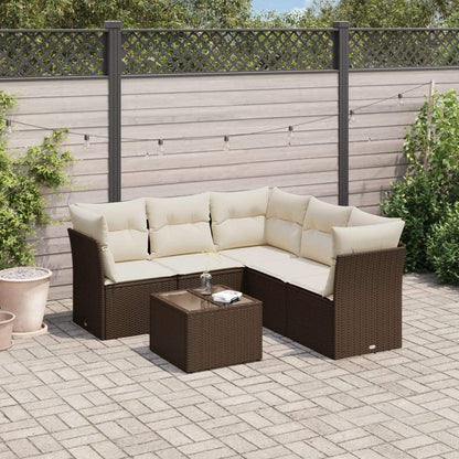 Set Divano da Giardino 6 pz con Cuscini Marrone in Polyrattan - homemem39