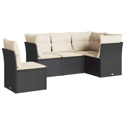 Set Divani da Giardino 5 pz con Cuscini in Polyrattan Nero - homemem39